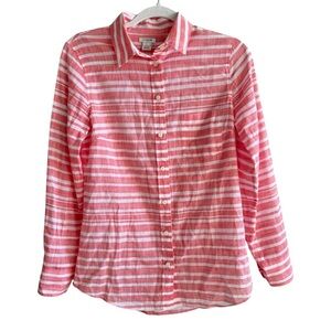 J. Crew 100% Cotton Striped Button Down Long Sleeve Shirt Salmon Size XS